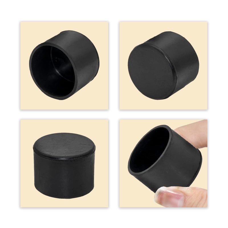 Flyshop 4 Pieces 45mm Rubber Chair Leg Caps Round, Protective Caps for Chair Legs, Floor Protectors, [Non-Slip & Noise Reduction], Durable Chair Socks, Black Furniture Feet Gliders - Image 4